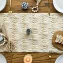 Fall Table Runner, Off White Pumpkins 3D Faux Fur Table Runners, Soft Thanksgiving Halloween Table Decor for Indoor Outdoor, Autumn Home Party Decor, 13*37 Inch