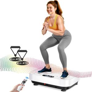 Vibration Plate Exercise Machine, 2025 Upgraded Fitness Vibrating Lymphatic Drainage Full Body Workout Shaker for Weight Loss, Featuring a 330 Lbs Capacity Vibrate Fitness Platform with 8 Modes (White)