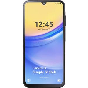 Simple Mobile Samsung Galaxy A15 5G, 64GB, Black - Prepaid Smartphone, 6.5" Super AMOLED Display, 50MP Camera, Long-Lasting Battery (Locked to Simple Mobile)