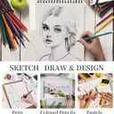 SuFly Sketch Book for Girls, 9 x 12 Spiral Bound Sketchbook, 100 Sheets Artist Sketch Pad, 68lb/100gsm White Paper Drawing Pad, Art Supplies.