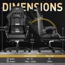 HLDIRECT Gaming Chair, Ergonomic Computer Office Chair with Lumbar Support Footrest Headrest, Adjustable Height & Backrest Angle Video Gamer Chair, PU Leather, 360 Swivel, Adult (Black), Standard