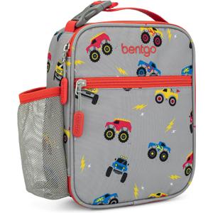 Bentgo Kids Insulated Lunch Tote - Water-Resistant, Reusable, Lightweight & Durable Lunch Bag with Water Bottle Holder & Exterior Pocket, Fits Lunch Box & Water Bottle - Ideal for Ages 3+ (Trucks)