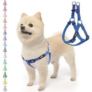 PUPTECK No Pull Dog Harness Soft Adjustable Basic Nylon Step in Puppy Vest Outdoor Walking with ID Tag, Reflecive Navy Blue, S