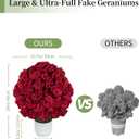 BLOSMON Artificial Flowers with Pot for Outdoors, Red Geraniums, Set of 2