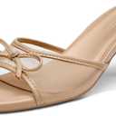 Womens Bow Mules Heels Kitten Heel Slide Sandals Square Toe Slip on Dress Shoes