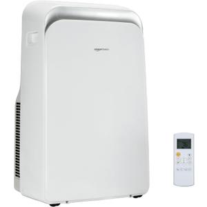 Amazon Basics 4-In-1 Portable Air Conditioner, 13,500 BTU (ASHRAE), Cools Up to 550 Sqf, Portable AC with Cool/Heat/Dry (Dehumidifier)/Fan-Only Functions, Auto Mode, Sleep Mode, Timer, White