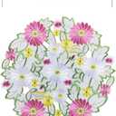 AMARED Spring Daisy Placemats Set of 4 Embroidered Flowery Applique Floral Cutwork Table Mats for Home Decoration (Round 14 Inch)