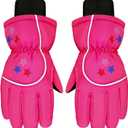 Boao Kids Snow Ski Gloves Winter Waterproof Warm Snowboard Mittens for Girl and Boy (1-3 Years, Rose Red)