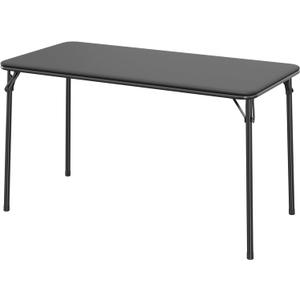 IDEALHOUSE 4 Feet Folding Table, Protable Foldable Card Table, Metal Legs Support, Upholstered PU Leather Tabletop, Heavy Duty, No Assembly Required, Perfet for Indoor and Outdoor, Black