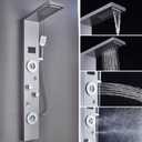 ELLO&ALLO LED Rainfall Waterfall Shower Head Rain Massage System with Body Jets Stainless Steel Bathroom Shower Panel Tower System, Brushed Nickel