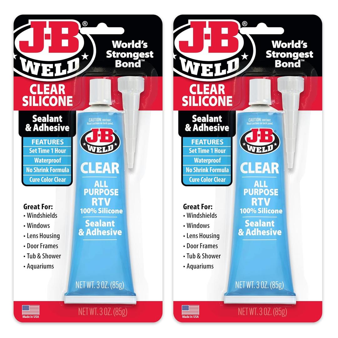 J-B Weld 31310 Clear All-Purpose RTV Silicone Sealant and Adhesive - 3 oz. - 2-Pack