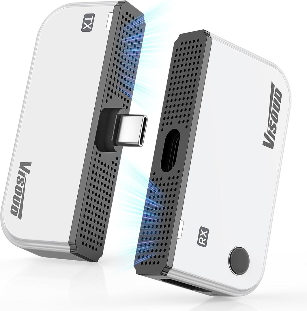 2026 Upgraded Type-C Wireless HDMI Transmitter & Receiver Kit 328FT/100M, 4K Input to 1080P@60Hz Output, Plug & Play, 5.8G+2.4G Video Audio from Phone/Tablet/Laptop/PC to Monitor/Projector/TV Box