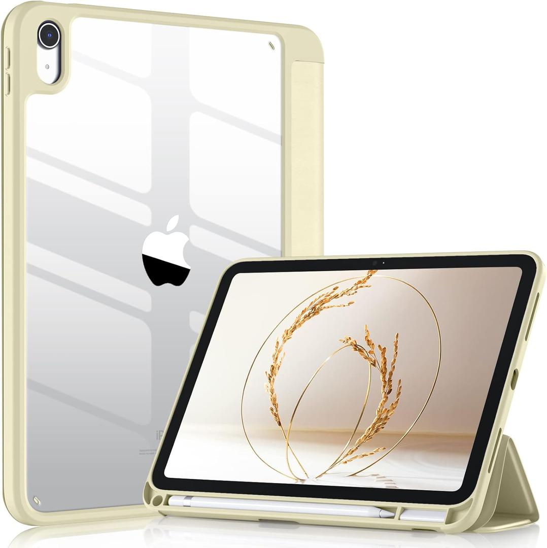 Wenlaty Compatible with iPad (A16) 11th Generation Case 11 Inch 2025, for iPad 10th Generation Case 10.9 Inch 2022 with Pencil Holder, Trifold Stand Protective Clear Back, Auto Wake/Sleep, Starlight
