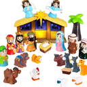 Nativity Set with Lights, 25 PCS Kids Nativity Playset Small Nativity Sets & Figures for Pretend Play, Unbreakable Christmas Manger Scene for Kids, Children, Toddler, Xmas Decoration