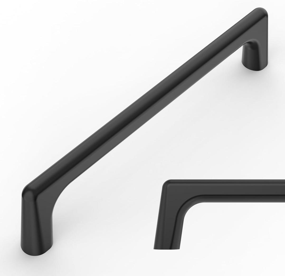 Amerdeco 10 Pack Matte Black Cabinet Pulls 5 Inch(128MM) Hole Centers Kitchen Cabinet Handles Hardware Kitchen Handles for Cabinets Cupboard Handles Drawer Pulls ZH0041