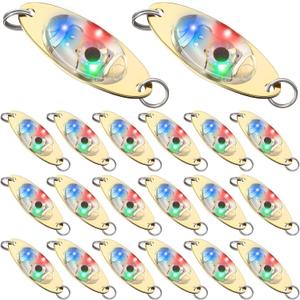 10 Pieces LED Fishing Lures Fishing Spoons Underwater Flasher Bass Halibut Flasher Saltwater Trolling Deep Drop Fishing Light LED Lighted Bait Flasher (2 x 0.8 Inch/ 5 x 2 cm)