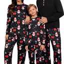 Ekouaer Family Christmas Pajamas Matching Sets Womens Mens Pjs Long Sleeve Sleepwear Holiday Lounge Sets (Large, Black Snowman and Snowflake)