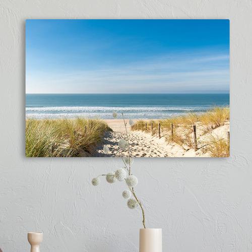 Shiartex Beach Scene Bathroom Wall Art Beach Path Artwork Framed Blue Sea Seascape Canvas Wall Decor Shoreside Seaside Coastal Print Pictures Home Kitchen Ready To Hang, 16" x 24"