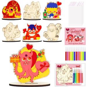 ERTIUANIO 24 Sets Valentine's Day Craft Kits Monster Art DIY Valentine Cards Classroom Decorations Sets for School Party Classroom Activities Gift Exchange