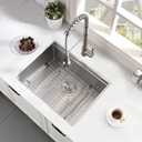 24 Inch Undermount Kitchen Sink, BoomHoze 24 x 19 Inch Sink Kitchen 16 Gauge Stainless Steel Workstation Undermount Single Bowl Outdoor, 24"x19"x10"