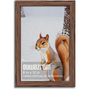 Rustic Walnut 8x12 Frame - Single Frame, 8 x 12 Poster Frame for Artwork, Puzzles, Photos and Movie Posters Picture Frames