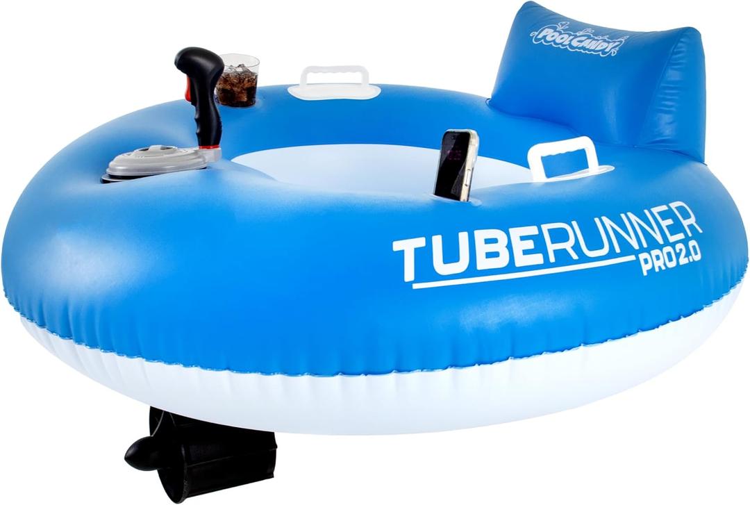 PoolCandy Tube Runner - Motorized Pool Float for Adults, Motorized Pool Lounger with 66W Powerful Motor, Joystick Control & Cupholder