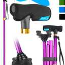 Walking Cane for Women for Stability, Folding Adjustable Quad Cane Suitable for 5.4FT-6.3FT, Self Standing Cane with Pad for Men and Seniors