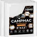White Heavy Dut Waterproof Tarp 6' x 12', 10 Mil Thick, High Durability, Rip and Tear Resistant with Metal Grommets Every 20 Inches