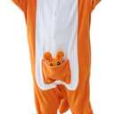 Unisex Kids Animal Pajamas Onesie Children's Cartoon Halloween Costume (Orange)