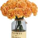 Artificial Carnation Silk Flowers - 15pcs Fake Orange Carnations with Stems for Home Decor, Wedding, Bridal Bouquet, Anniversary, Birthday and Floral Arrangements