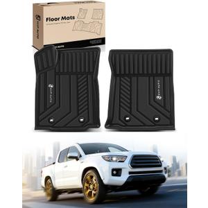 YHTAUTO Automotive Floor Mats Compatible with Toyota Tacoma 2016-2023, TPE All Weather Car Mats Waterproof Anti-Slip Odorless Floor Liner, Interior Car Accessories, 1st Row, Set of 2