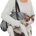 Cat Carrier Pouch, Soft Cat Carrier and Soothing Grooming Bag, Breathable Cat Restraint Bag for Nail Clipping Vet Visits Medication Dental Care Grey, (Large)