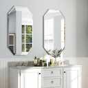 Chende 2PCS Bathroom Wall Mirror, 20" x 40" Large Frameless Mirror with Beveled Edge, Octagonal Beveled Mirror for Living Room, Bedroom, Entryway, Hallway (20 x 40-Inch)