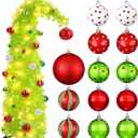 5ft Christmas Tree with Stand Artificial Lime Green Whimsical Bendable Christmas Tree with 13 Pcs Red Green Ball Ornaments Xmas for Room Tabletop Decor Holiday Indoor Outdoor(Cute Style)