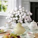 INQCMY Artificial Flowers 12pcs Ball Chrysanthemums for Weddings Silk with Stemsdiy Champagne Bouquets Indoor and Outdoor Decoration Kitchen Table Decor (White)