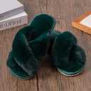 2 x Womens Cross Band Slippers Cozy Furry Fuzzy House Slippers Open Toe Fluffy Indoor Shoes Outdoor Slip on Warm Breathable Anti-skid Sole, (Mix Colors, Size 9-19, 5-6)