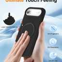 ZHK Liquid Silicone Designed for iPhone Air Case with Magnet Stand, [Precise Camera Lens Protection][Mil-Grade Drop Shockproof][Soft Anti-Scratch Microfiber Lining] Slim Fit Cover, Black (iPhone Air 6.5 inch)