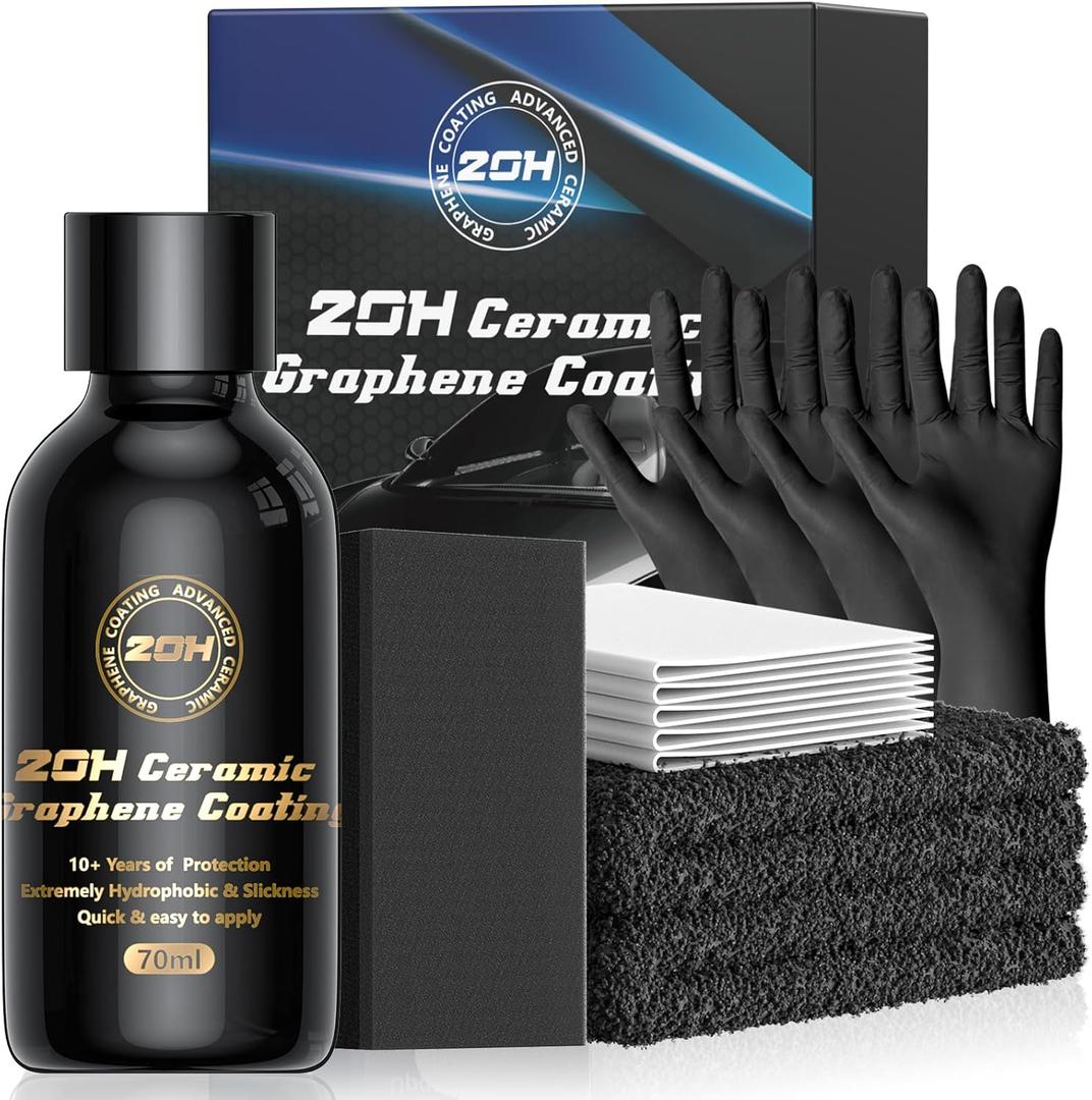 20H Professional Graphene Ceramic Coating for Cars (70ml) - 10+ Years Protection, Hydrophobic, Scratch & UV Resistant, High Gloss Finish - Professional-Grade Car Detailing Kit - Easy Application