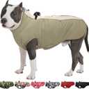 Dog Winter Jacket - Large, Warm Zip Up Snowsuit Dog Harness Vest, Reflective, Water-Resistant, Apricot, Size: Large