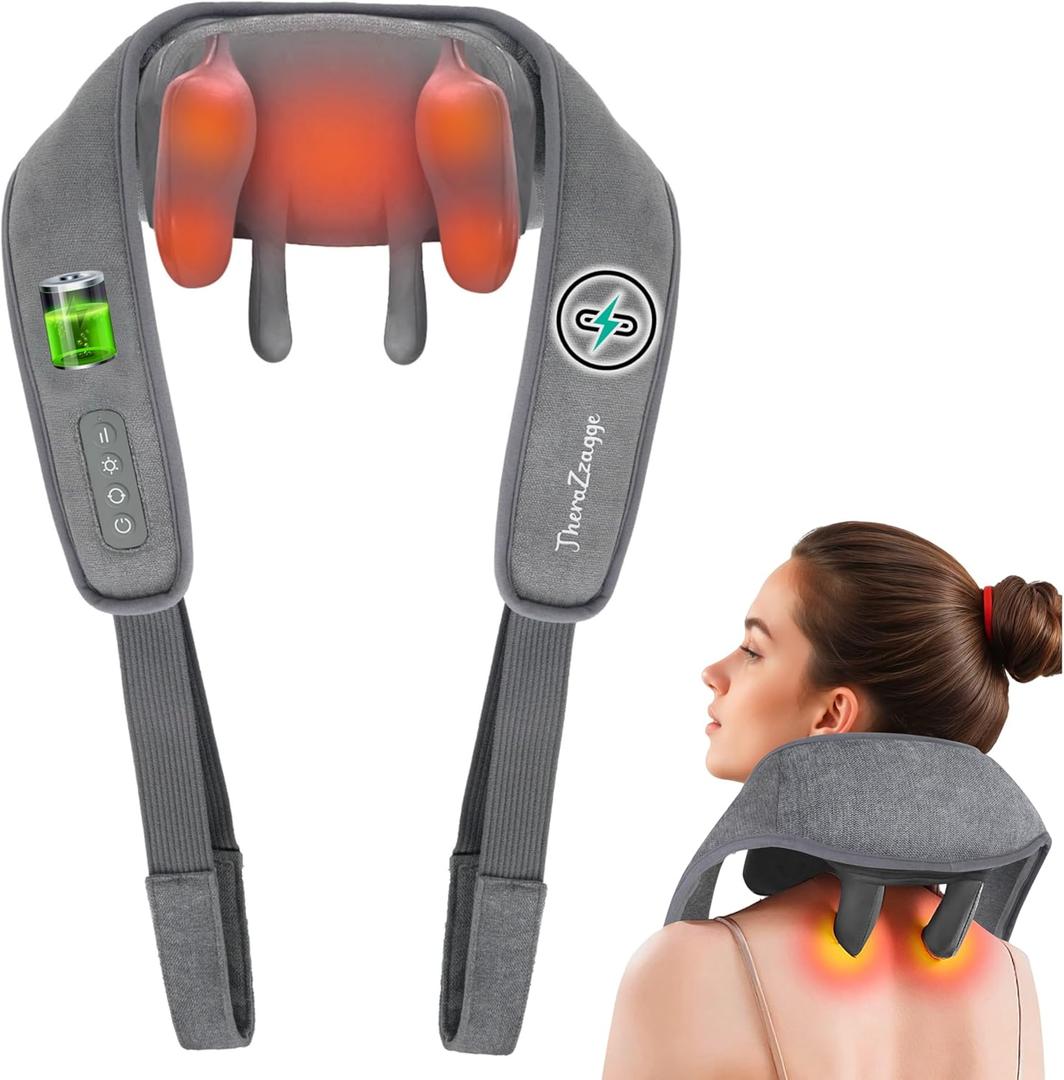 Cordless Neck Massager with Heat - Neck Shoulder Massager for Pain Relief Deep Tissue, FSA HSA Eligible, 6D Deep Kneading Shiatsu Back Massage, Gifts for Fathers Men Women