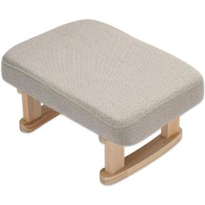 Small Rectangle Fabric Footstool Ottoman - Soft Padded Foot Rest with Wooden Legs & Non-Slip Design, Modern Step Stool for Couch, Office, Living Room, Bedroom, Entryway & Dogs, 2 Pack (Gray)