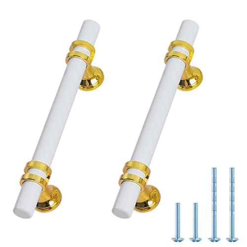 Rovanboao 25 Pack | 6 Inch Two Tone Cabinet Pulls Matte White and Gold Base Stainless Steel Kitchen Drawer Handles Cupboard Vanity Dresser Hardware 6 InchLength, 3.75” Inch Hole Center