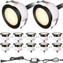 LED Deck Light Kits Warm White, 1.22 Recessed Step Light 12 Pack with Black Protective Shell, DC12V Low Voltage LED Deck Lighting, IP67 Waterproof Outdoor Stair Lights for Garden