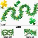 2 x 20/40/60/80 FT St Patricks Day Garland Decor Gold Green Shamrock Hat Tinsel Garland, Shiny Metallic Streamer Twist Garland Hanging St Patricks Day Decorations for Home Indoor Outdoor Party Supplies