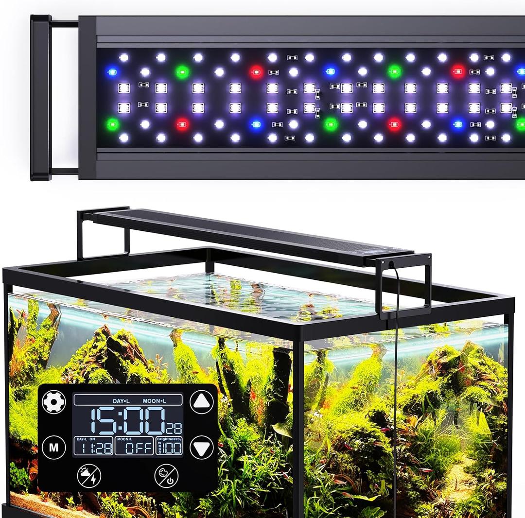 SEAOURA 24/7 LED Aquarium Light for 24-30 Inch Fish Tank, Auto On Off with Timer, 9 Colors, Adjustable Brightness, Daylight & Moonlight Mode, Full Spectrum Fish Tank Light for Plants, 36W