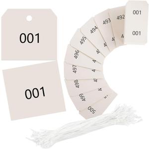 500 Pack Duplicate Auto Park Tags with Attached String,Service Dispatch Numbered Check Tags for Car Permits Repair Coat Check Tickets