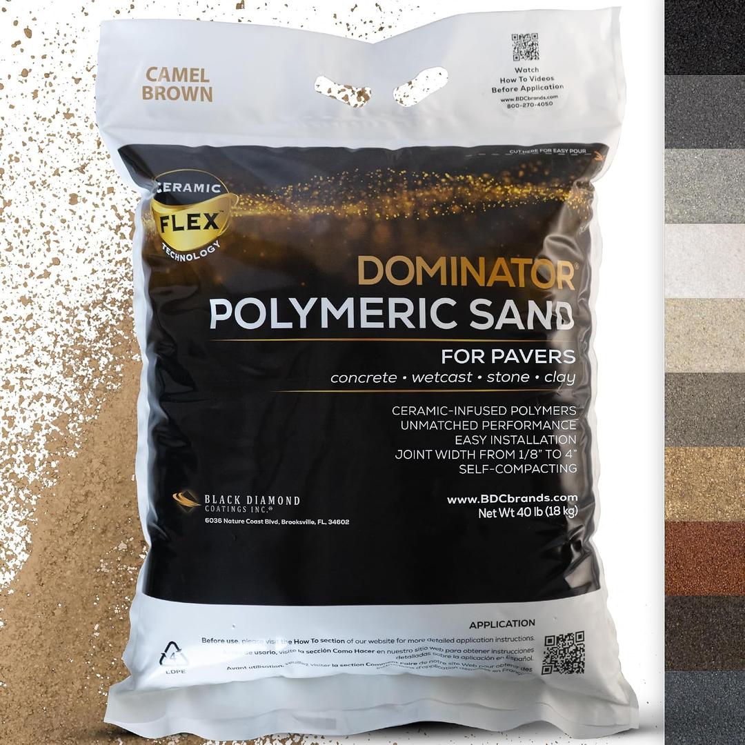 40 Pound Camel Brown DOMINATOR Polymeric Sand with Revolutionary Ceramic Flex Technology for Stabilizing Paver Joints/Gaps, 1/8 up to 4, Professional Grade Results