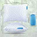 QUTOOL Cooling Pillow for Sleeping, CertiPUR-US Shredded Memory Foam Camping Pillow Set of 1, Backpacking for Hiking Gear, Portable Pillow with Travel Storage Bag, Soft Yet Support,White
