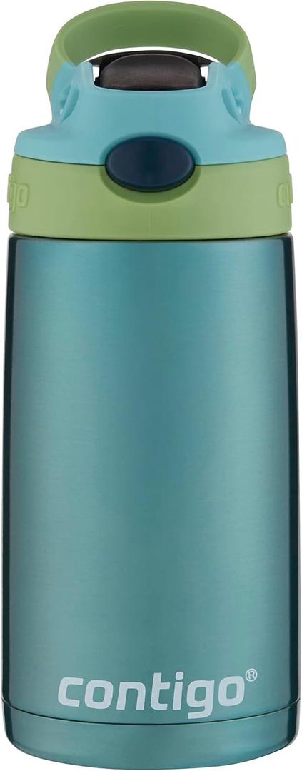 Contigo Kids Stainless Steel Water Bottle with Redesigned AUTOSPOUT Straw, 13 oz, Green and Blue, Easy Clean, BPA Free (Ocean)