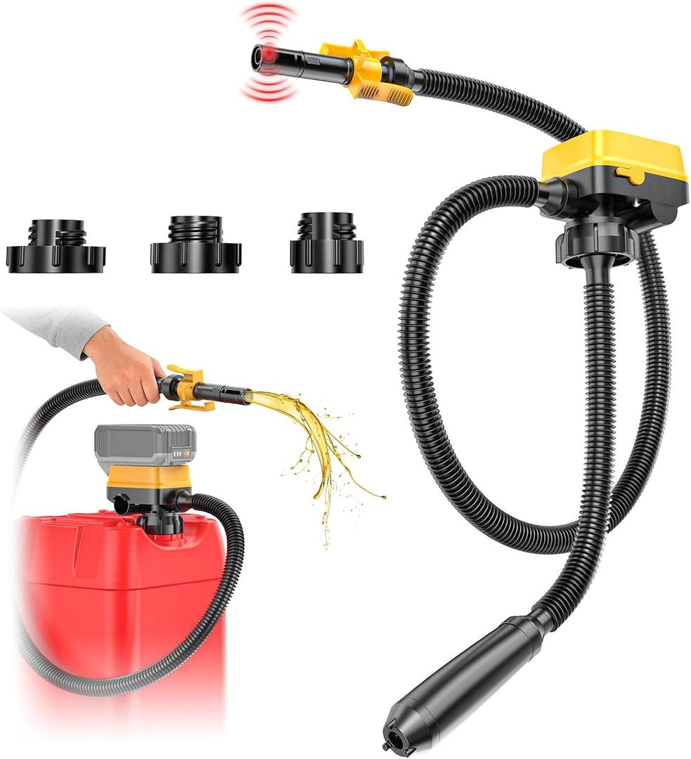 Ecarke Auto Shut-Off 3.2GPM Cordless Fuel Transfer Pump, Compatible with DeWalt 20V Milwaukee 18V Battery, Leak-Proof Electric Pump for Gasoline Diesel to Car Truck Boat (Without Battery)